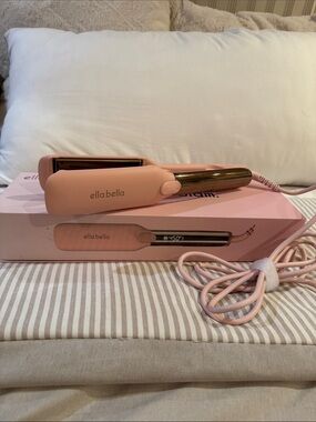 Ella Bella Pink Mini Travel Hair Straightener - Compact Portable Flat Iron